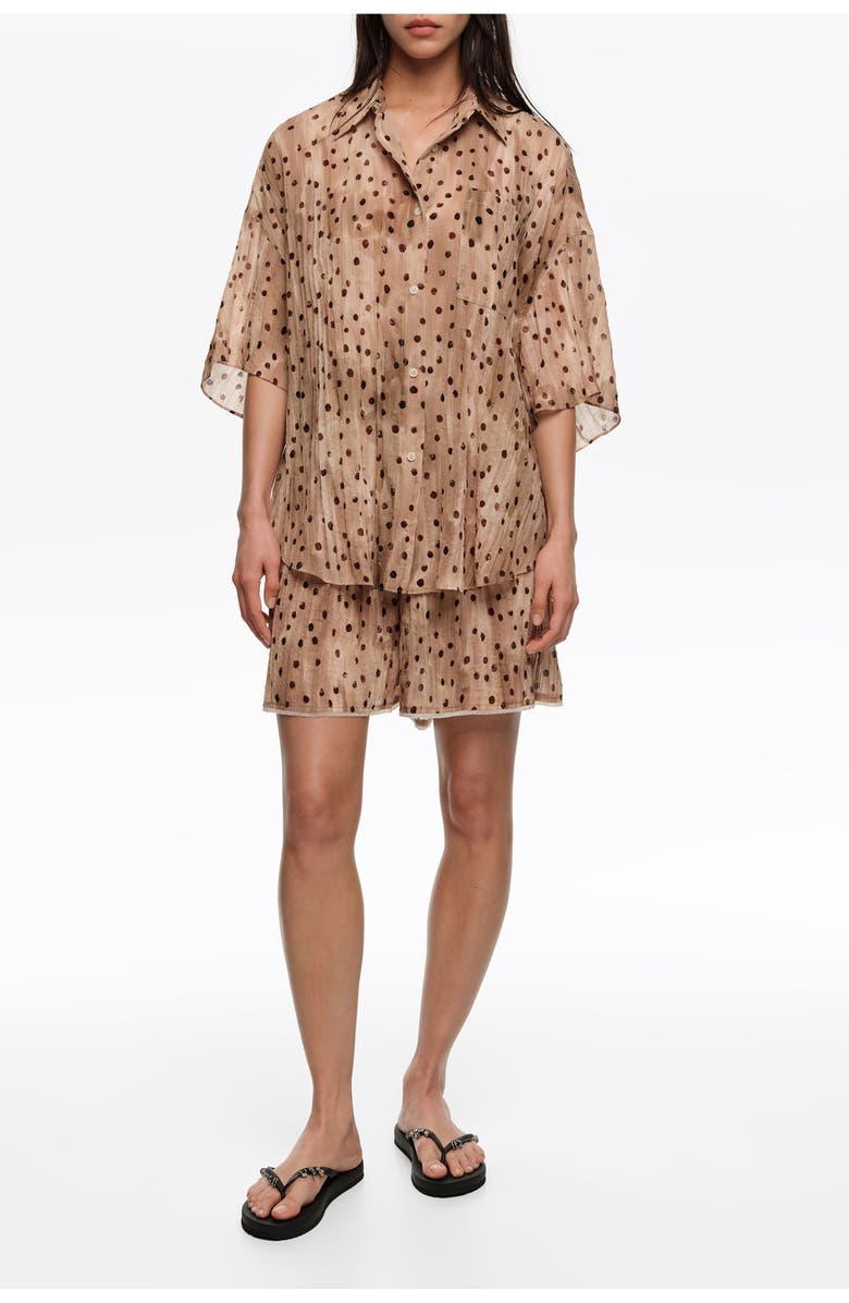 Bimba y Lola Dots Pleated Bermuda Shorts, Main, color, Watercolor Dots