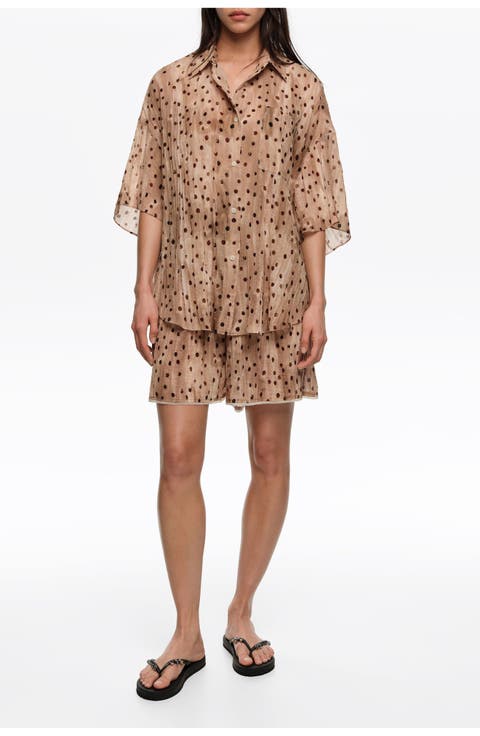 Dots Pleated Bermuda Shorts