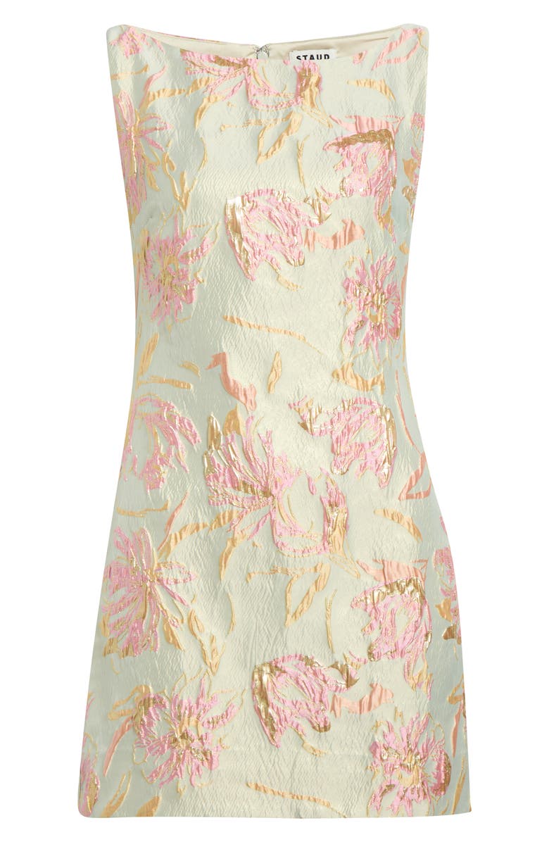 STAUD Mimi Metallic Foral Satin Brocade Dress, Alternate, color, Botanica Aloe