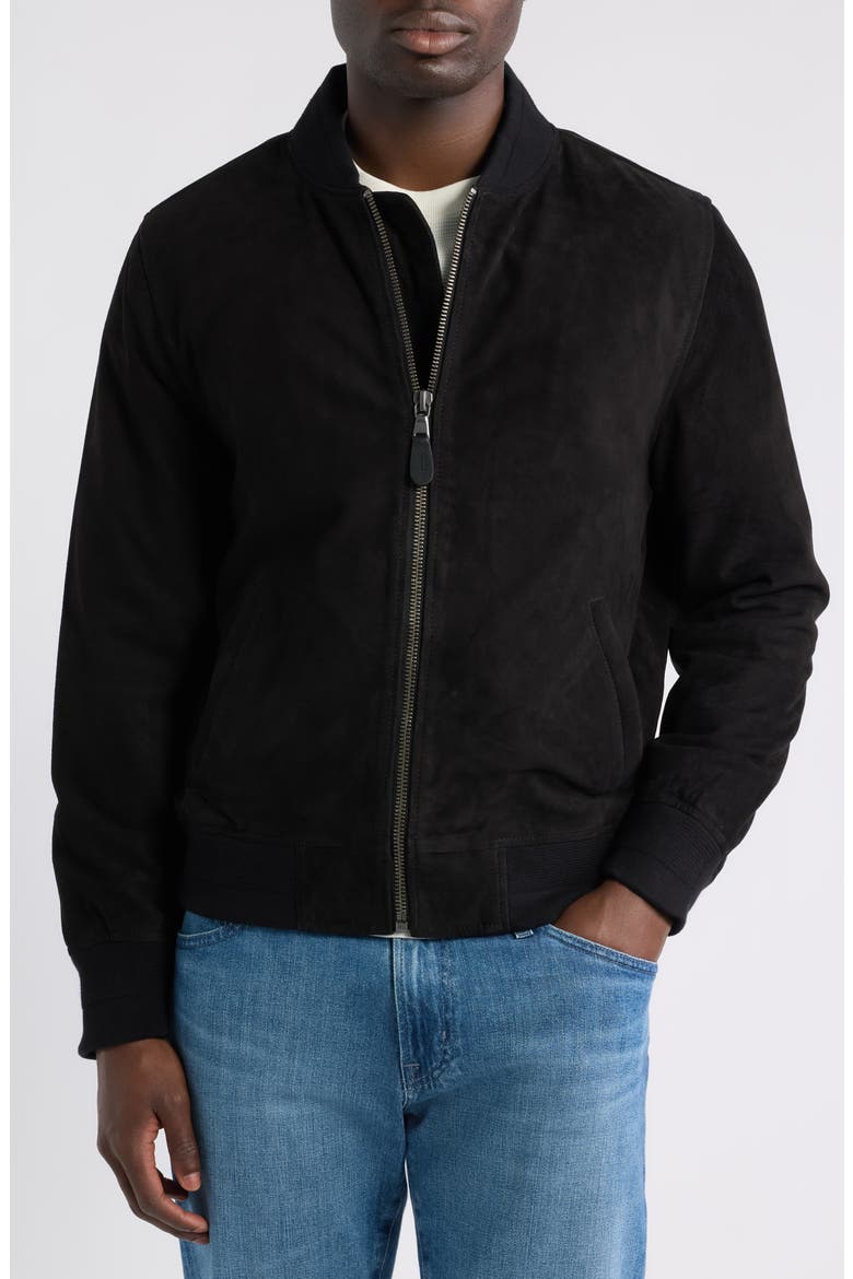 Dayton Leather Bomber Jacket, Alternate, color, TRUE BLACK