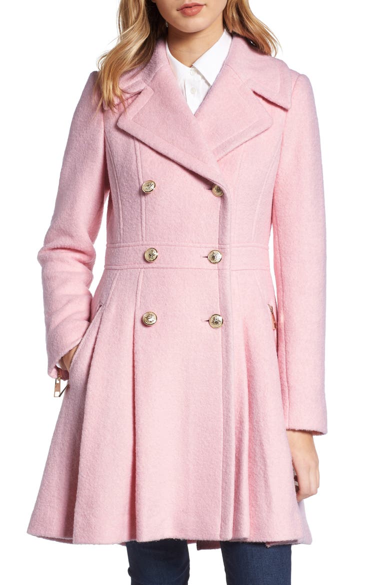 Double Breasted Wool Blend Coat, Main, color, PALE PINK