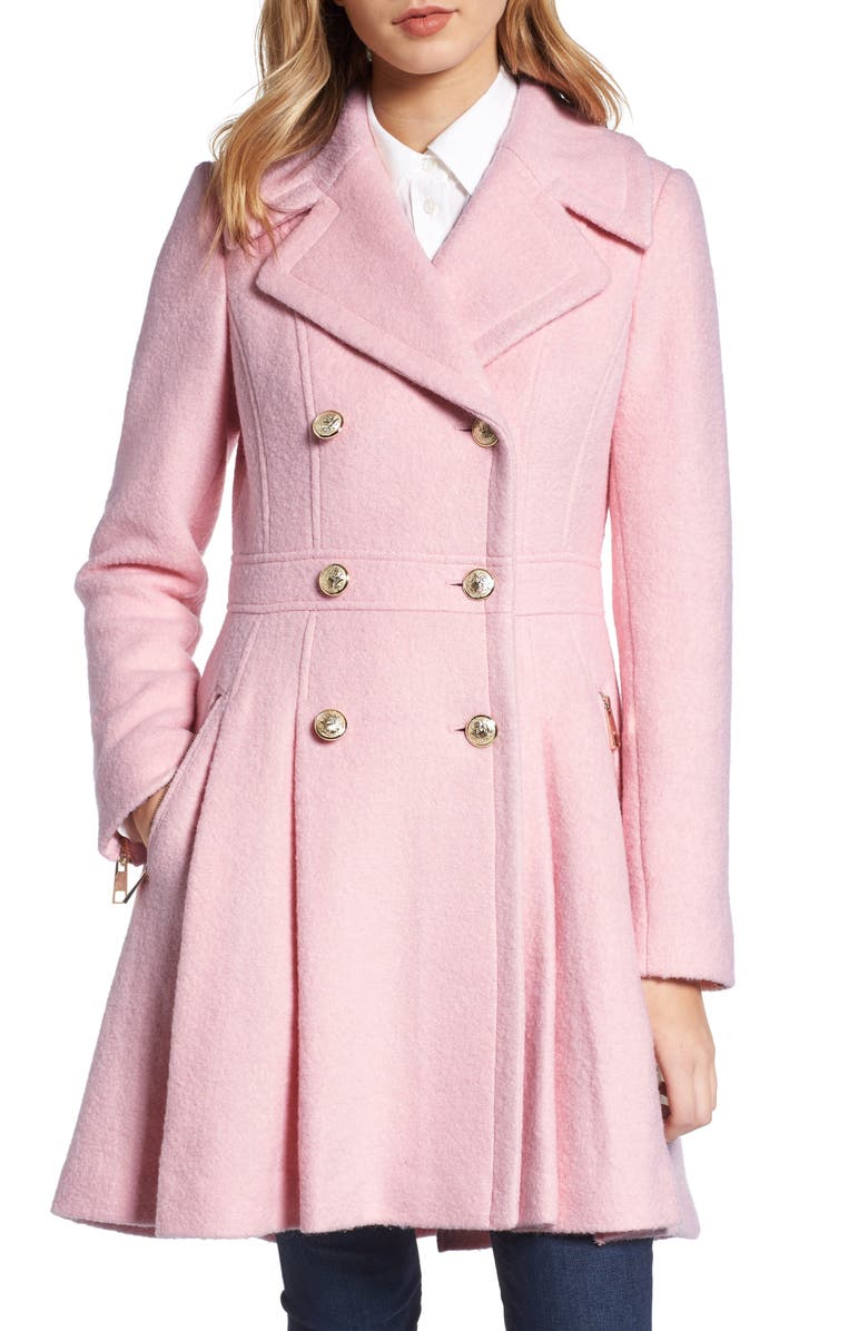 GUESS Double Breasted Wool Blend Coat, Main, color, 