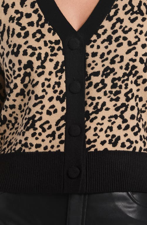 Laundry By Shelli Segal Animal Print Rib Trim Cardigan In Brown