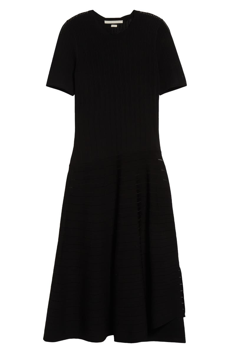 Jason Wu Collection Mixed Stitch Asymmetric Midi Sweater Dress, Alternate, color, Black