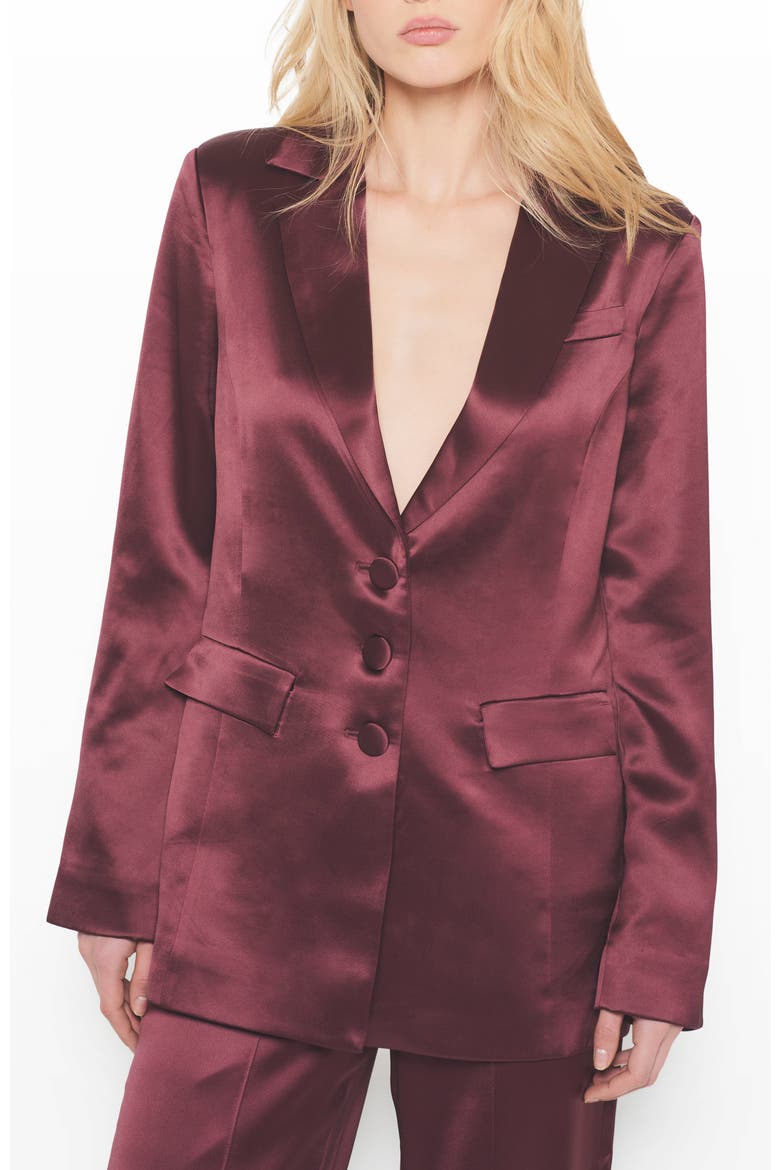 Collins Satin Boyfriend Blazer, Main, color, Decadent Wine
