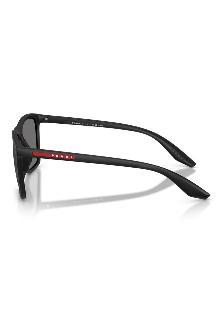56mm Polarized Pillow Sunglasses, Alternate, color, MATTE BLACK / DARK GREY POLAR