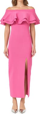 Endless Rose Off the Shoulder Ruffle Maxi Sweater Dress