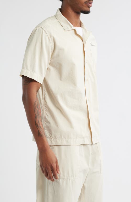 Service Works Script Embroidered Organic Cotton Camp Shirt In Neutral