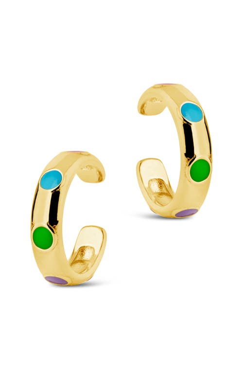 Sterling Forever Gold-tone Or Silver-tone Colorful Enamel Enamel Accent Ear Cuff Set Of 2