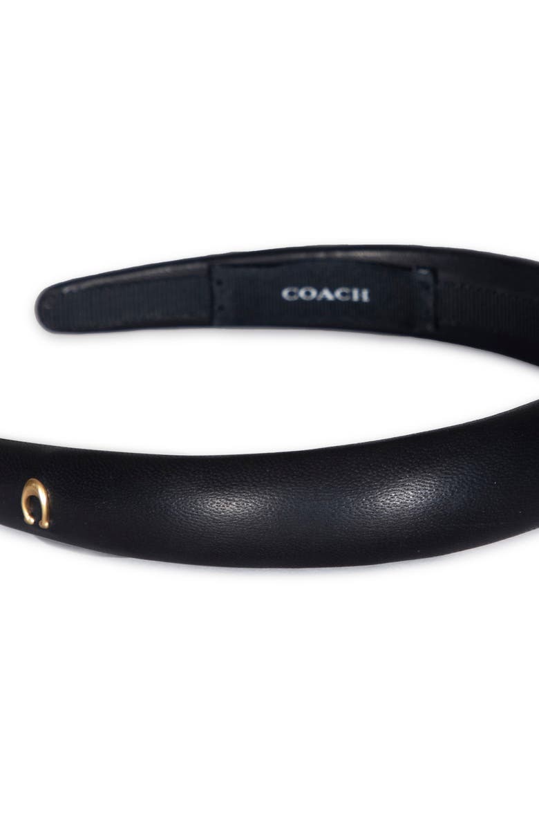 COACH Leather Headband, Alternate, color, Black