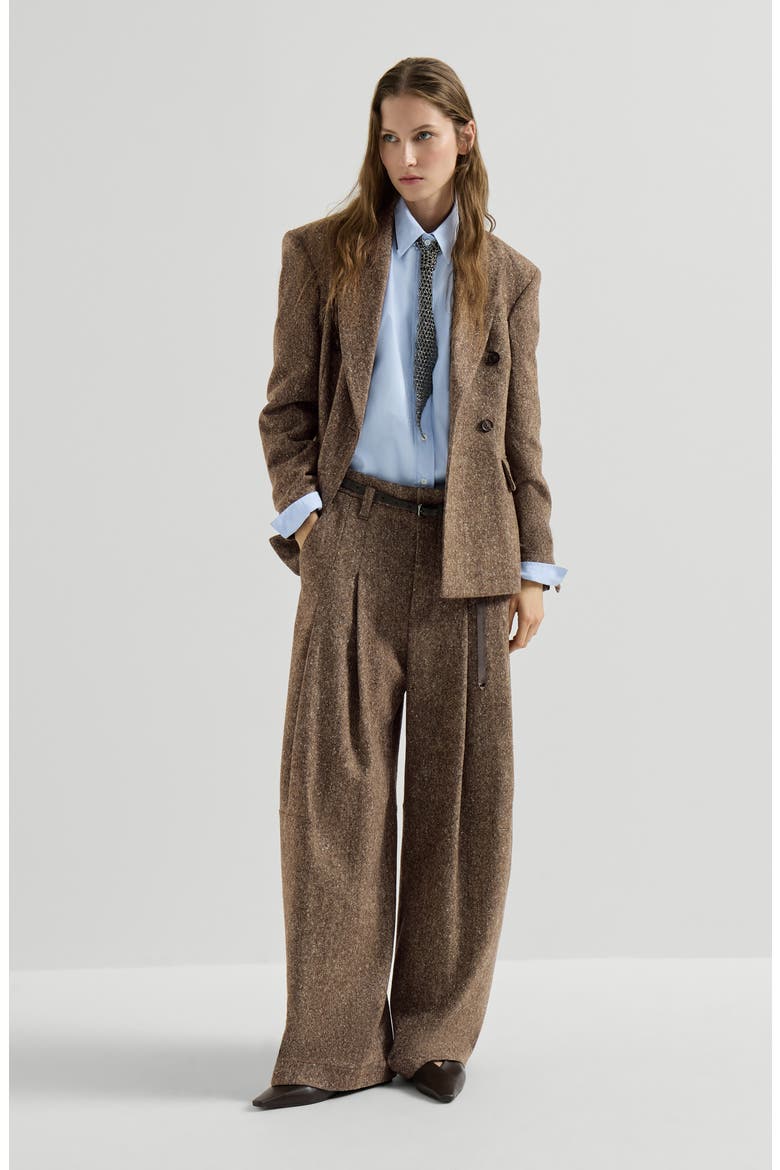 Virgin wool donegal blazer with monili, Alternate, color, Light Brown