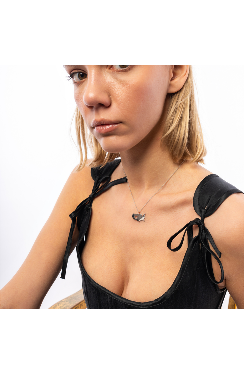 Spero London Love USA (America) Map Heart Necklace Sterling Silver, Alternate, color, Silver