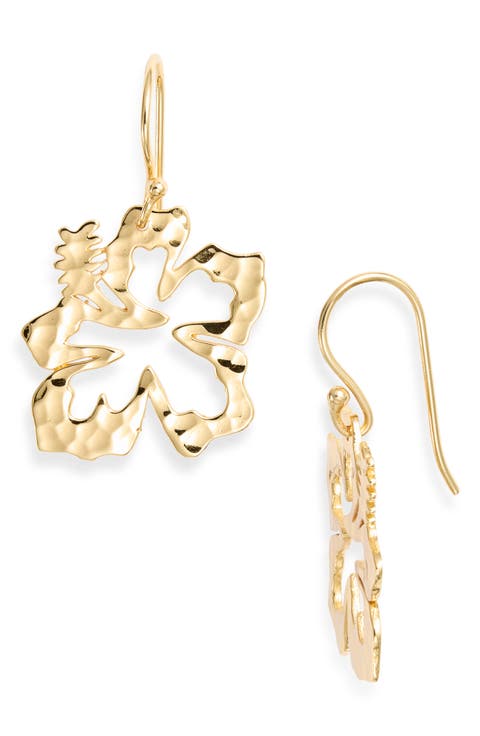 Small Hibiscus Drop Earrings