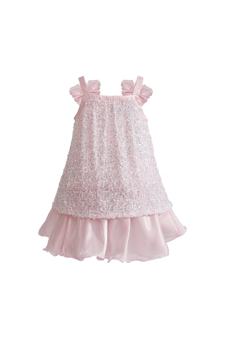 Aurielle Beaded Bow Dress, Alternate, color, Pink