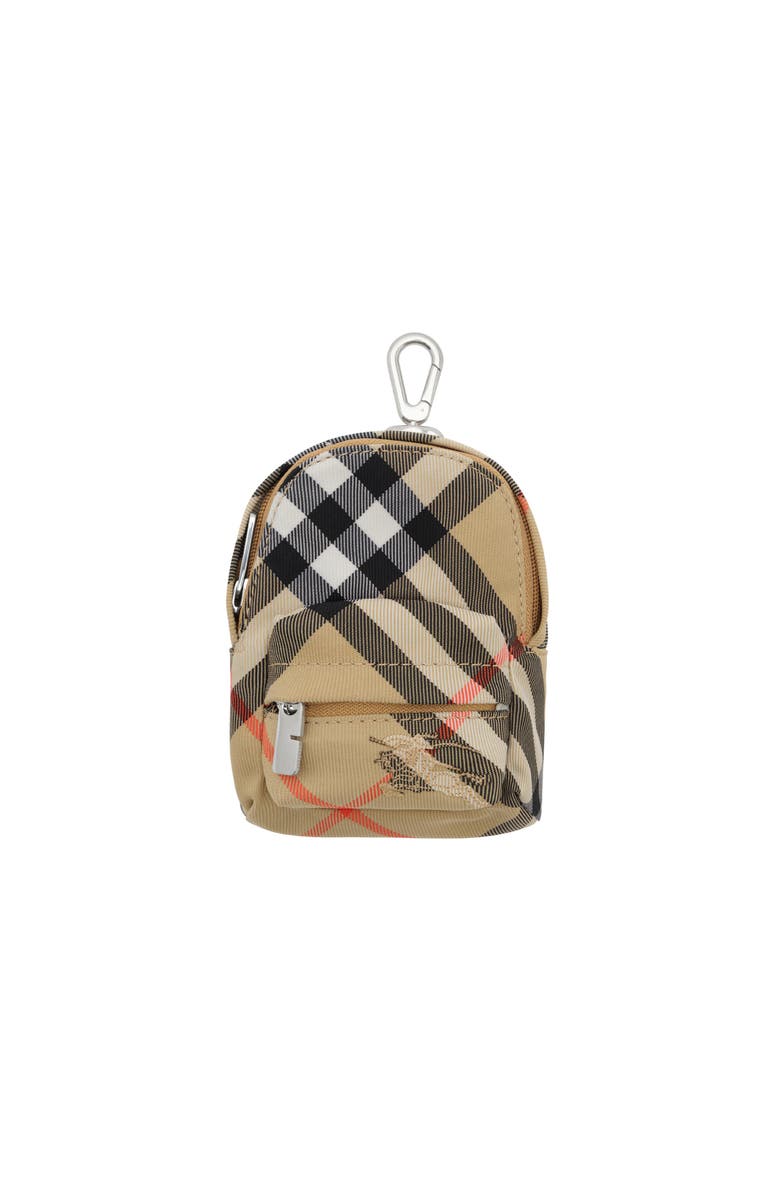 Burberry Check Backpack Charm, Main, color, Sand Beige