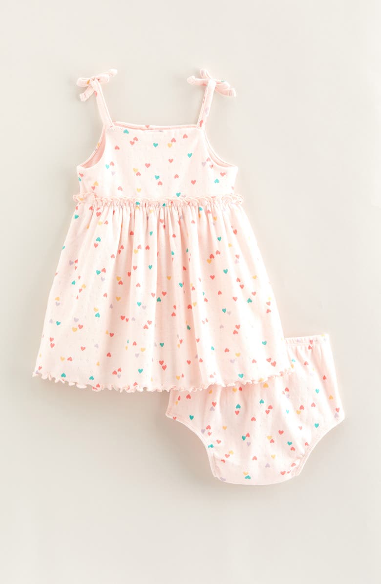 Tucker + Tate Ruffle Cotton Blend Sundress with Bloomers, Alternate, color, Pink Balm Scattered Hearts