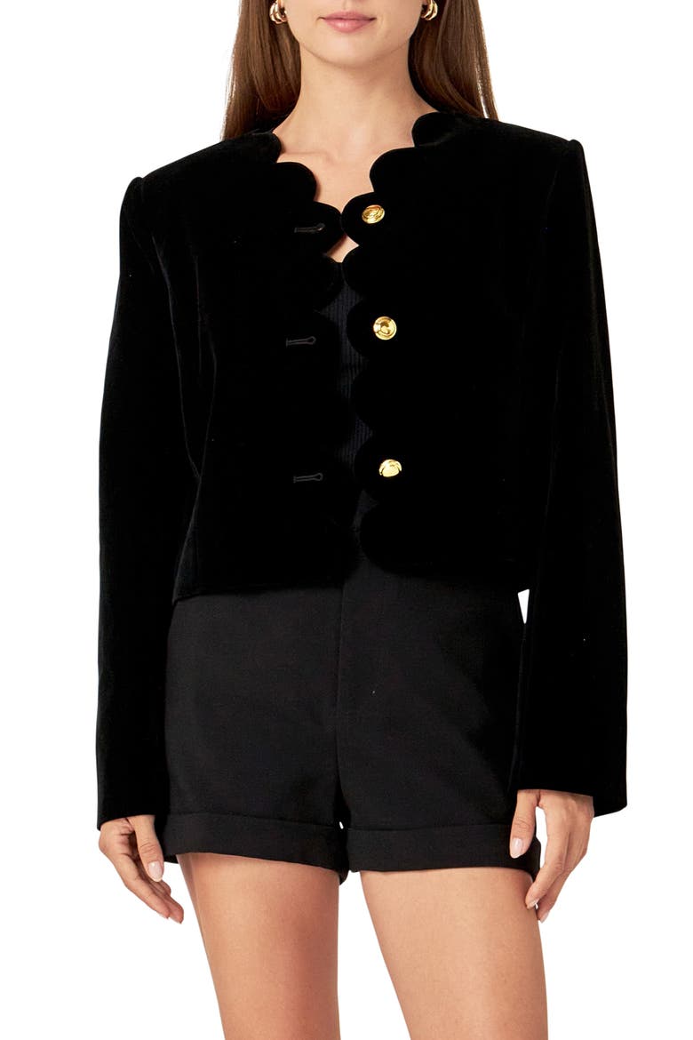 Velvet Scallop Jacket, Main, color, BLACK
