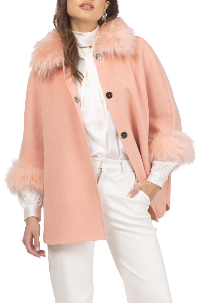 Select Wool Cape with Select Collar and Cuffs, Alternate, color, LIGHT PINK