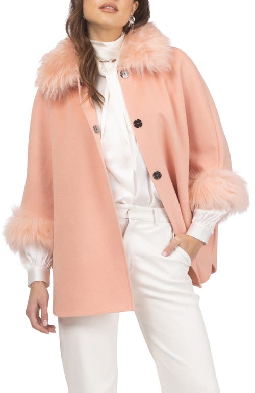 Gorski Select Wool Cape With Select Lamb Collar And Cuffs In Pink