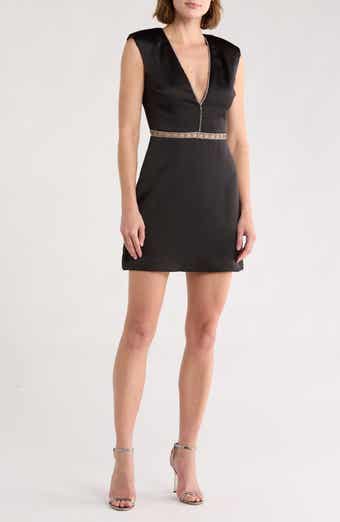 Ramy Brook Teigan Rhinestone Detail Satin Dress