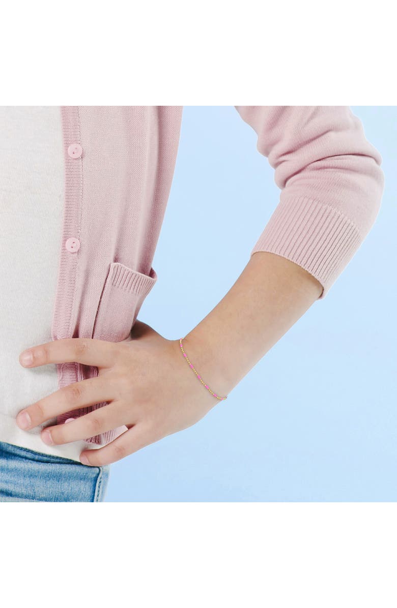 DELMAR Enamel Station Ball Chain Link Bracelet, Alternate, color, Gold/Pink