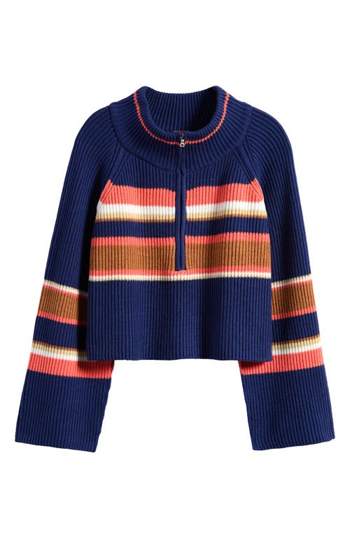 FREE PEOPLE FREE PEOPLE GRETA STRIPE HALF ZIP SWEATER 