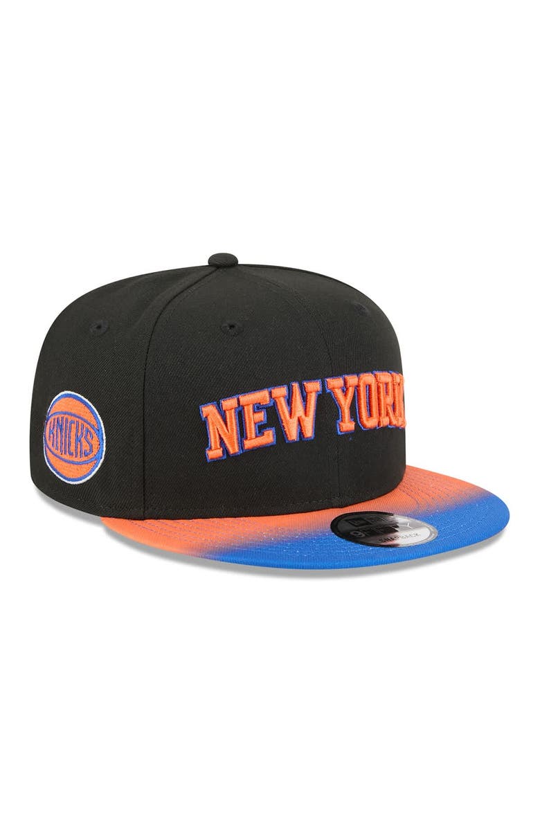 New Era Men's New Era Black/Blue New York Knicks Jersey Hook Statement Edition 9FIFTY Snapback Hat, Main, color, Black