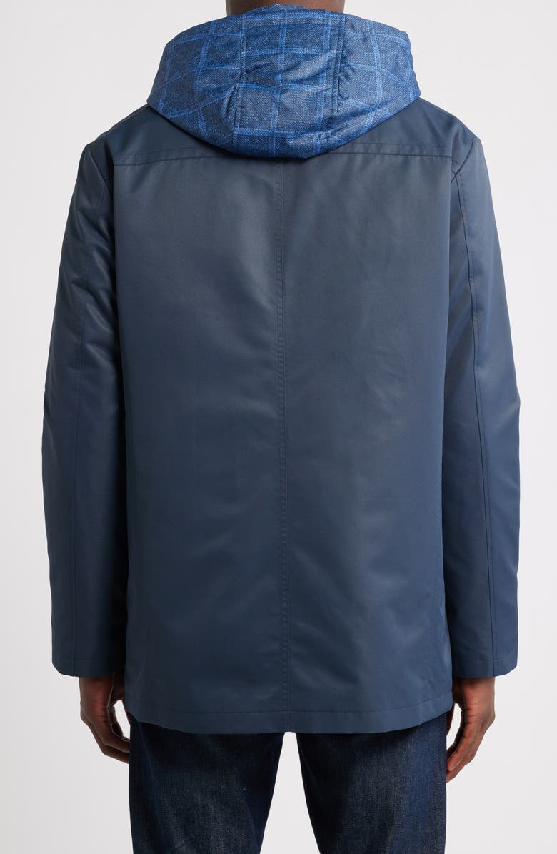 Johnston & Murphy Upton Water Resistant Raincoat with Removable Liner, Alternate, color, Navy/ Blue Plaid