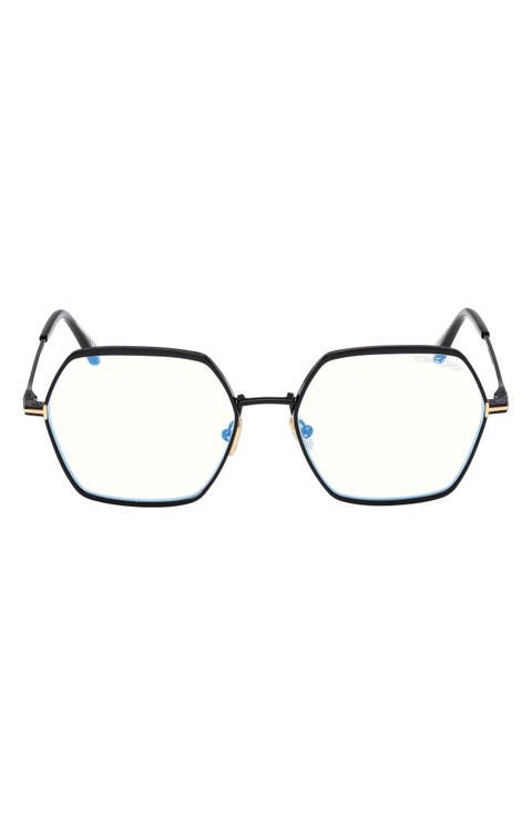 56mm Geometric Blue Light Blocking Optical Glasses