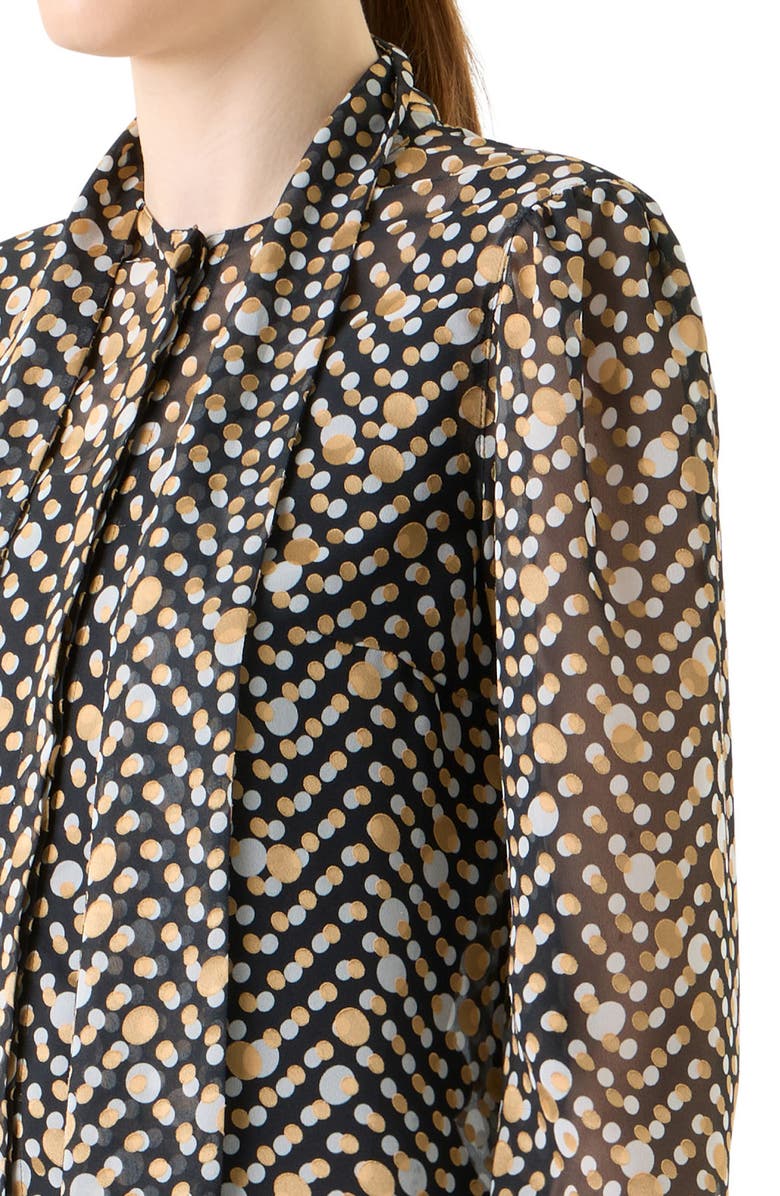 Akris punto Polka Dot Devoré Button-Up Shirt, Alternate, color, Black-Multicolor