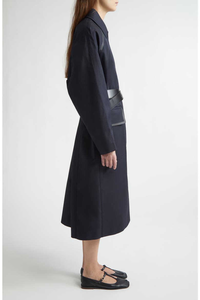 Discrete Virgin Wool Gabardine Trench Coat, Alternate, color, MIDNIGHT NOIR