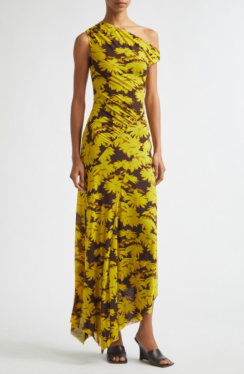 STAUD Amaris Floral Print Maxi Dress, Main, color, Golden Daisy