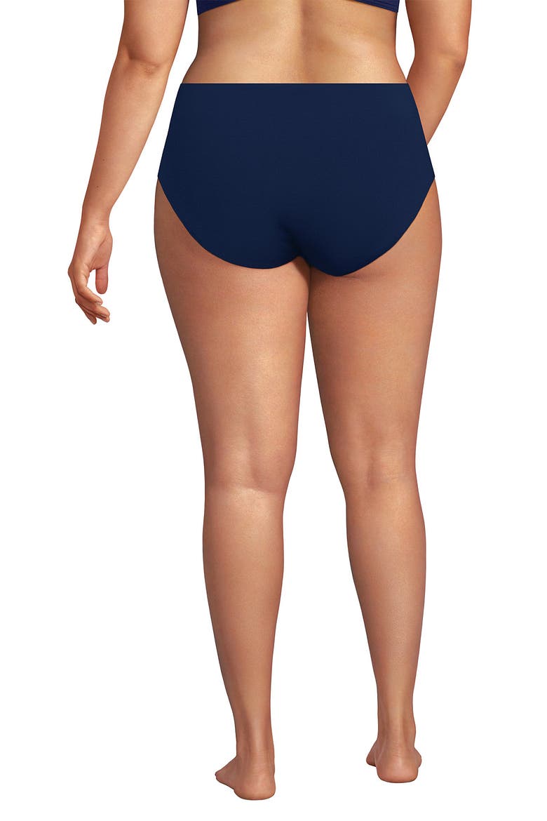 Plus Size Mid Rise Classic Bikini Bottoms, Alternate, color, Deep Sea Navy