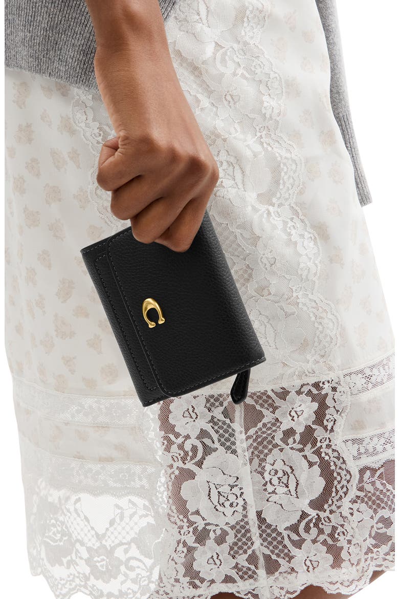 Essential Polished Pebble Leather Wallet, Alternate, color, B4/BLACK