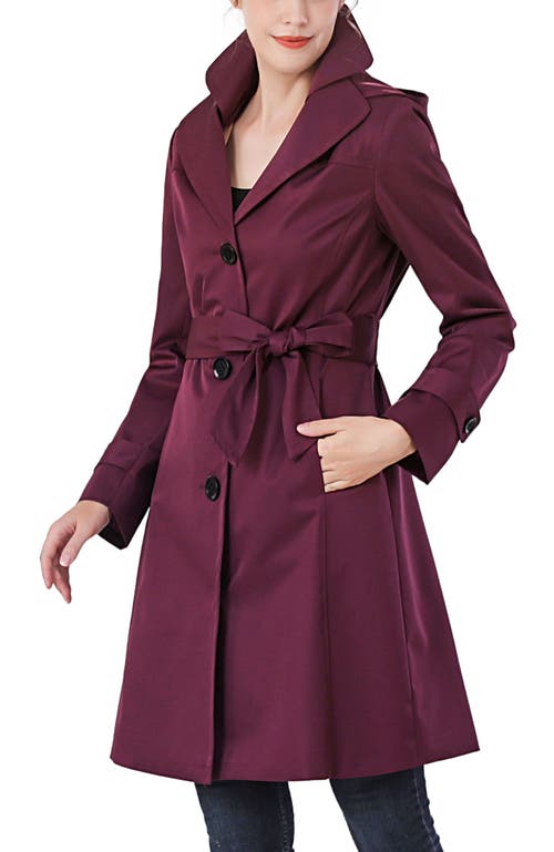 Kimi & Kai Adel Hooded Trench Coat In Burgundy