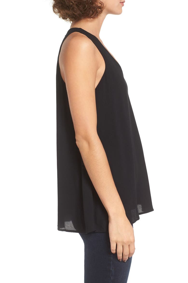 V-Neck Crepe Swing Tank, Alternate, color, BLACK