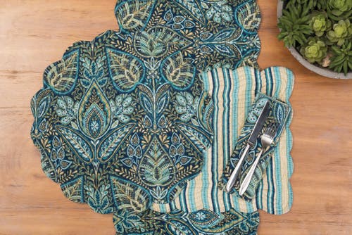 C & F Home C&f Home Bailey Blue Reversible Hemstitch Napkins Set Of 6 In Blue