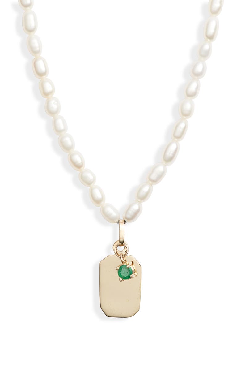 Loren Stewart ID Tag Pearl Necklace, Main, color, 