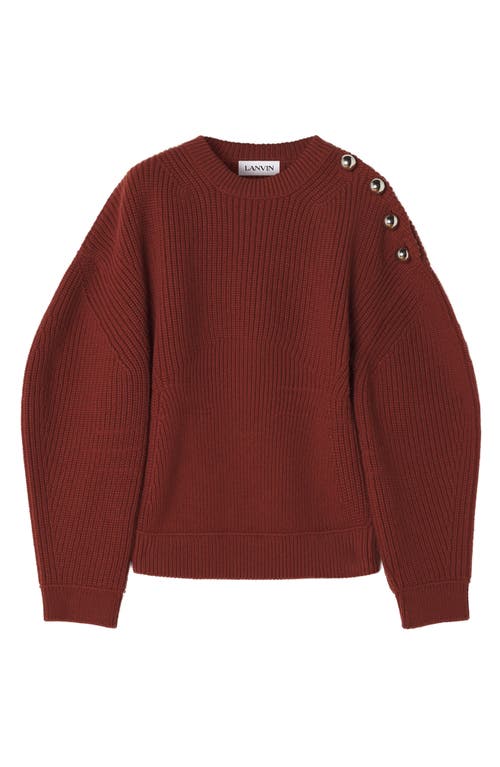 Lanvin Button-embellished Ribbed Sweater In Red