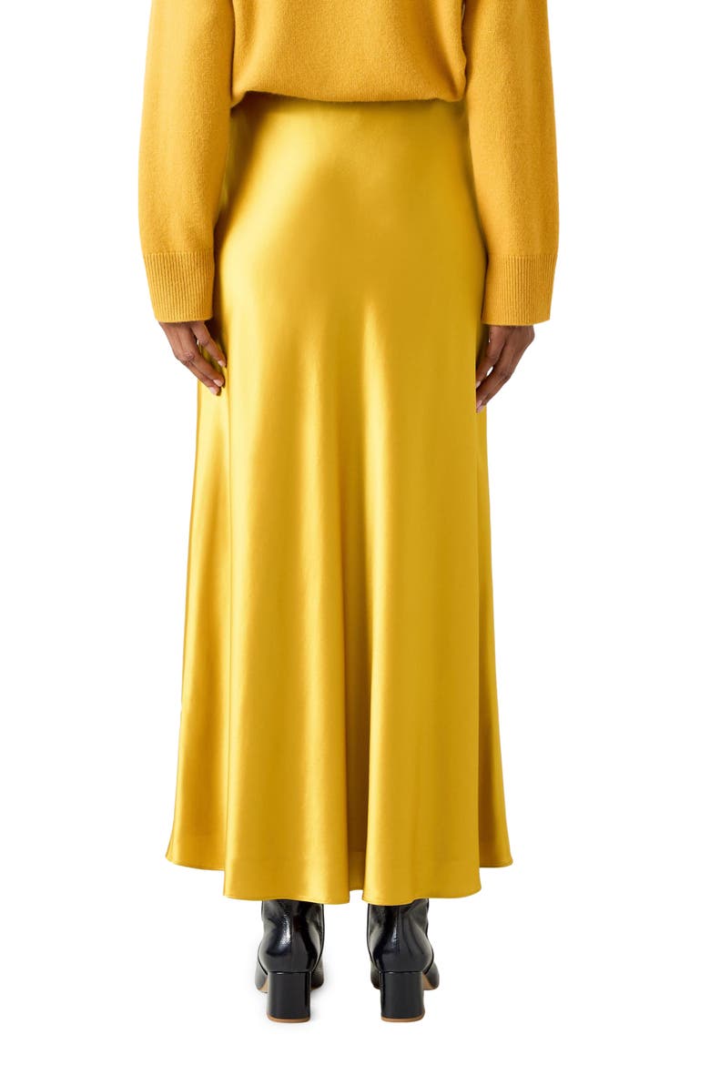Zoe Satin Maxi Skirt, Alternate, color, GOLD