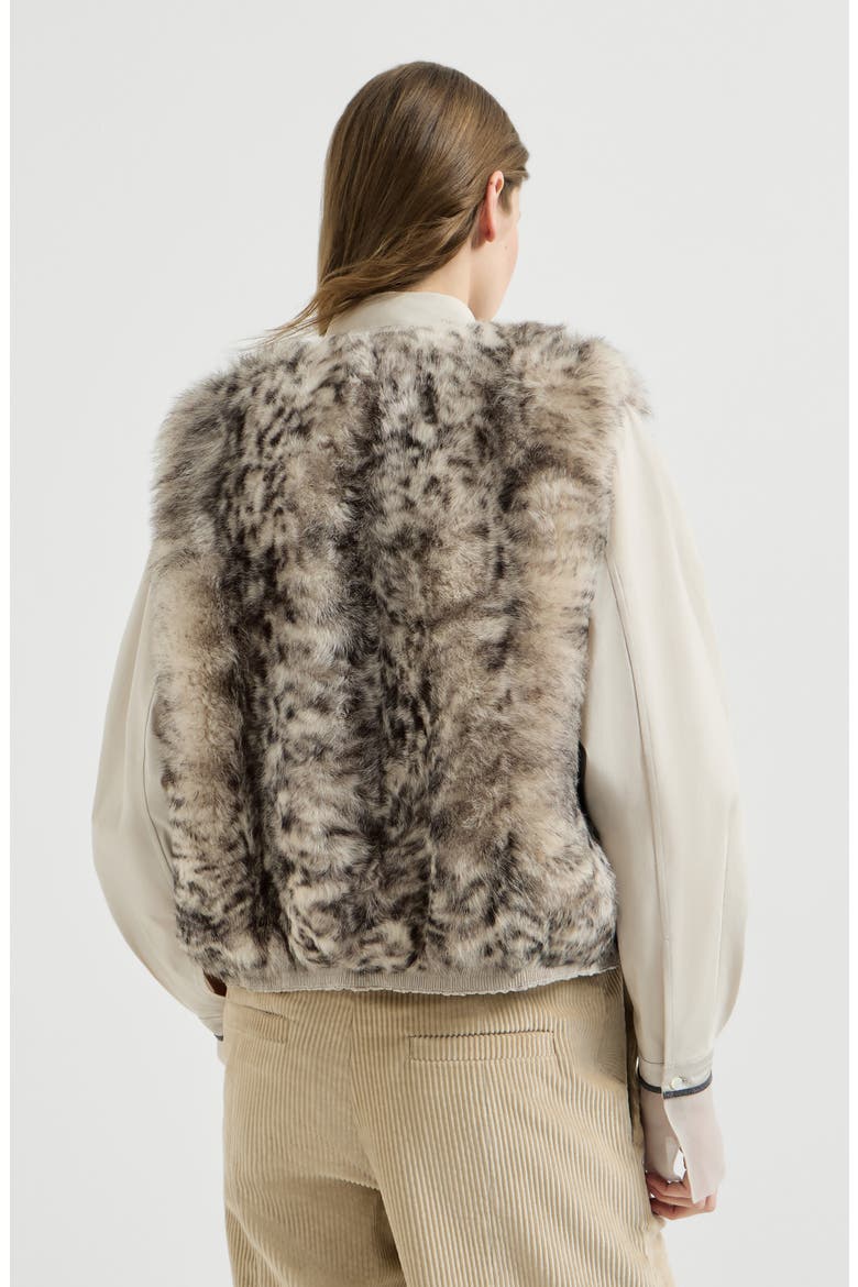 Lynx-effect shearling reversible vest, Alternate, color, Light Brown