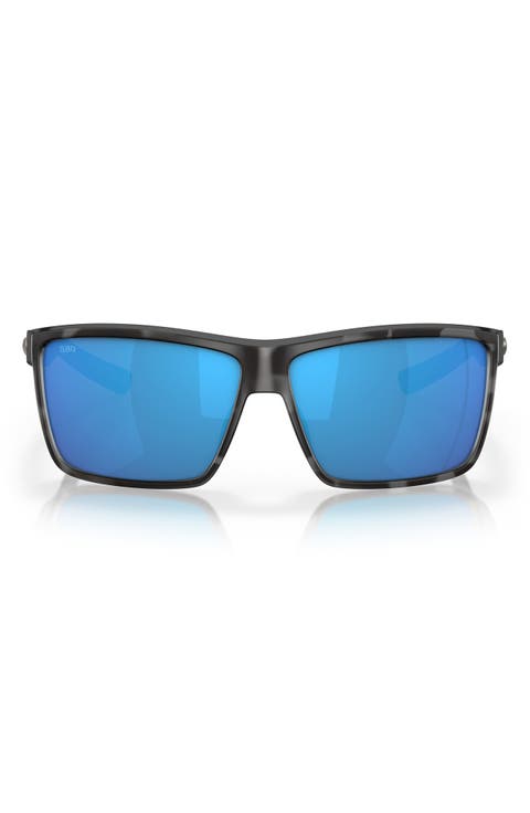 Rinconcito 60mm Polarized Mirrored Rectangular Sunglasses