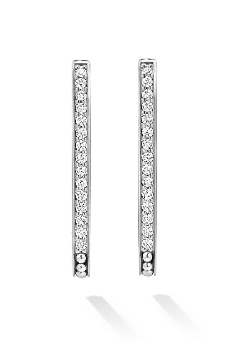 Caviar Spark Large Linear Diamond Hoop Earrings, Alternate, color, SILVER
