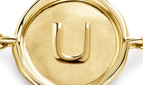 Monica Vinader Initial Stamp Charm Bracelet In 14kt Solid Gold U