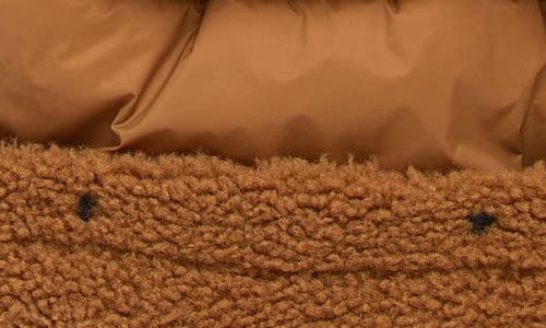 Ugg(r) Uggfluff Packable Quilted Faux Shearling Trim Scarf In Brown