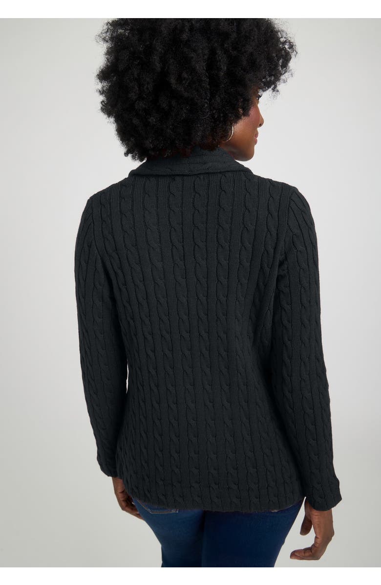 Jessica London Cable Blazer Sweater, Alternate, color, Black