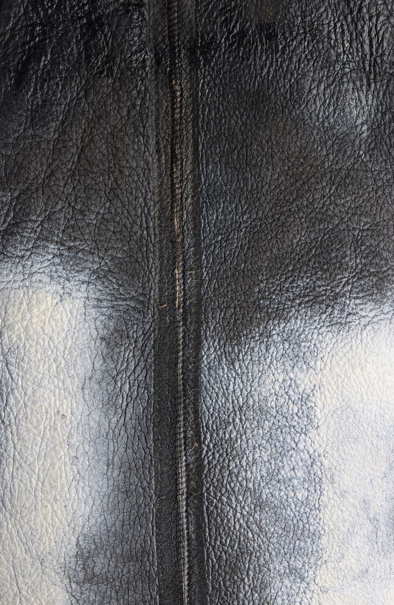 Balenciaga Paint Logo Taped Genuine Shearling Bomber Jacket, Alternate, color,