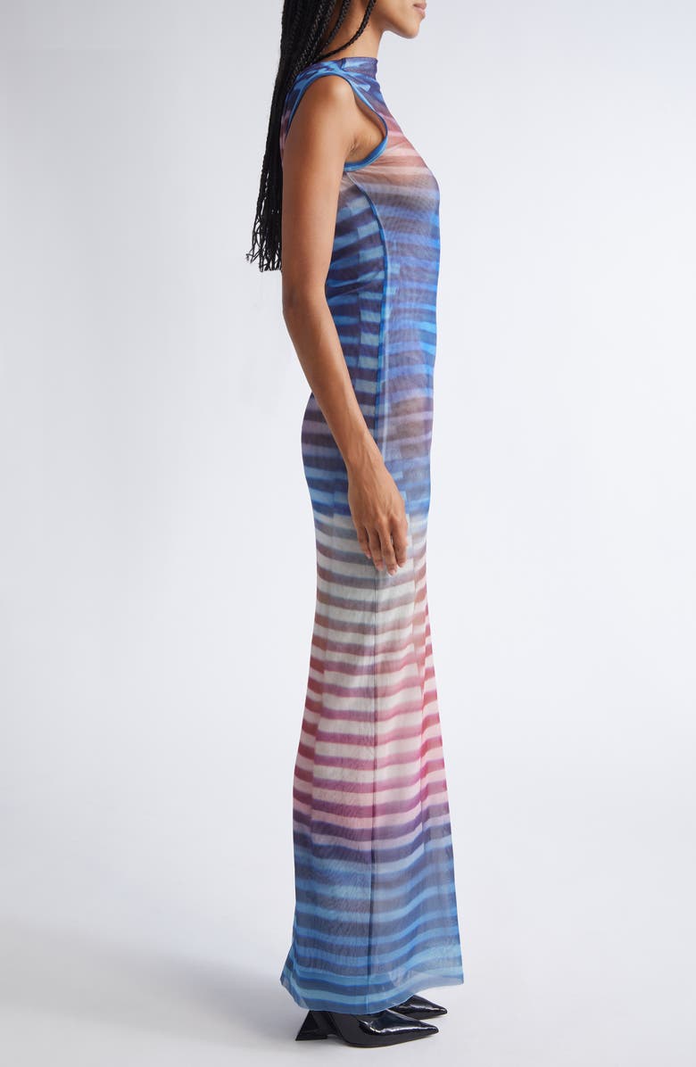Jean Paul Gaultier Air Print Mesh Body-Con Dress, Alternate, color, Light Blue/ Blue/ Peach