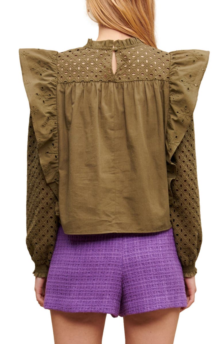 maje Linode Cotton Eyelet Blouse, Alternate, color, Beige