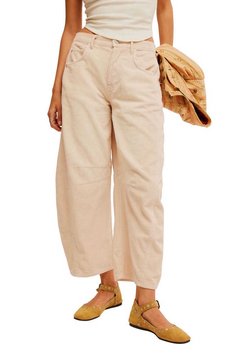 Good Luck Barrel Leg Corduroy Pants, Main, color, CRYSTAL GREY